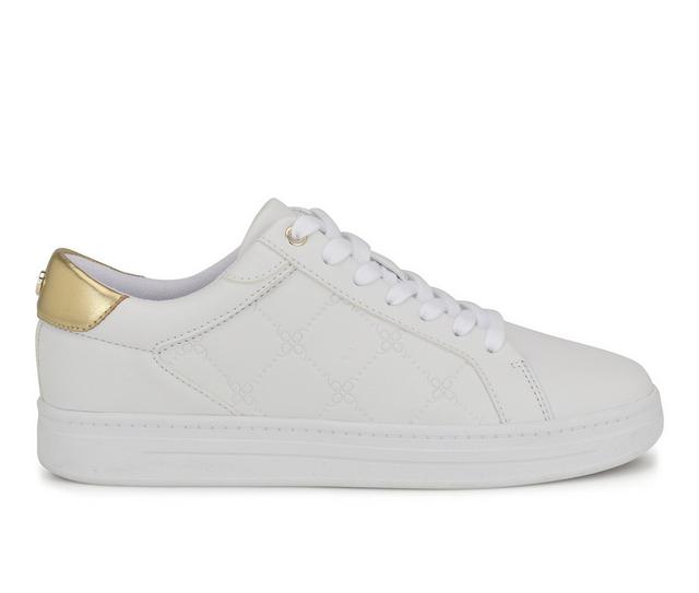 Women's Nine West Paulete Fashion Sneakers in White/Gold color