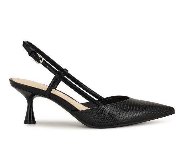 Women's Nine West Rowen Slingback Pumps in Black Lizard color