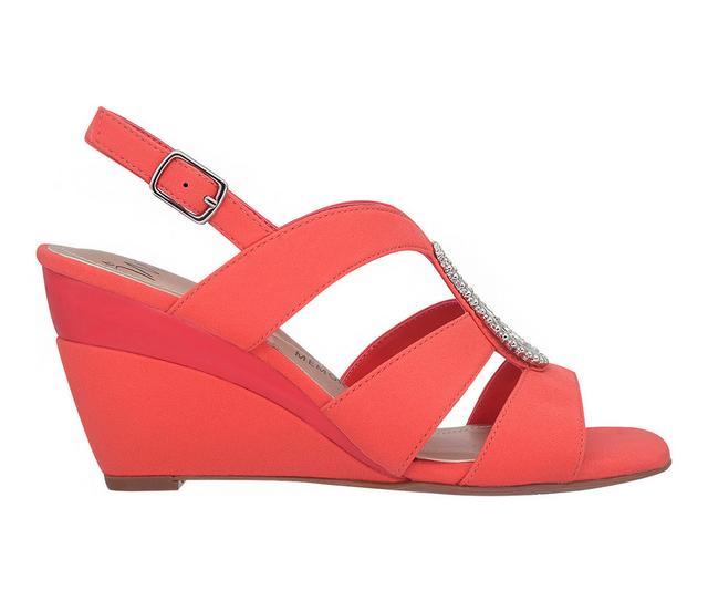 Women's Impo Violette Wedge Sandals in Hot Coral color