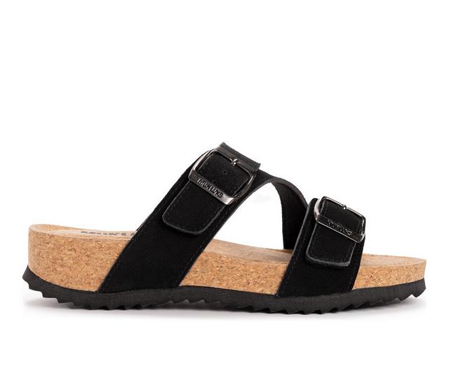 Women's MUK LUKS Poppy Footbed Sandals in Black color