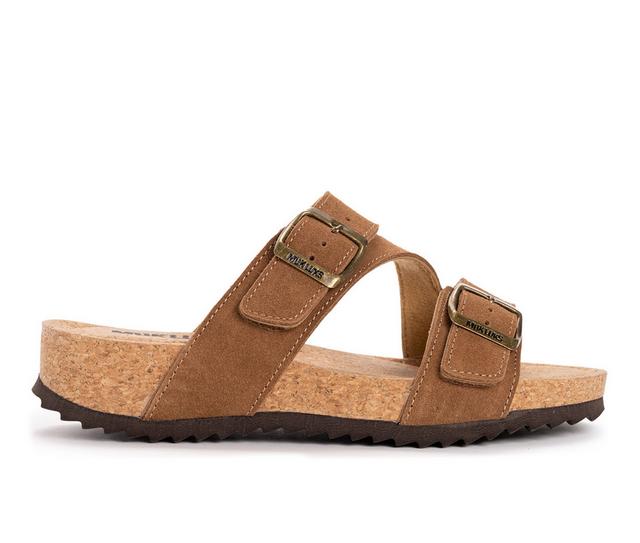 Women's MUK LUKS Poppy Footbed Sandals in Cognac color