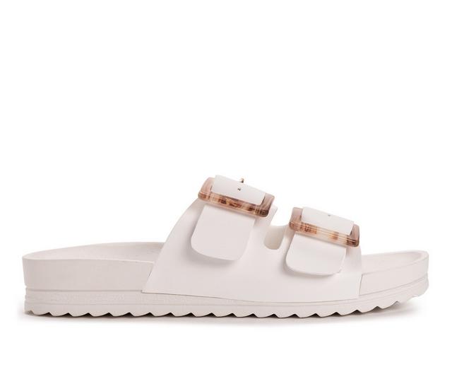 Women's MUK LUKS Grand Cayman Footbed Sandals in White color