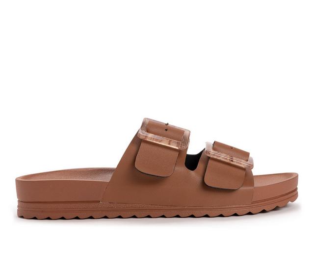 Women's MUK LUKS Grand Cayman Footbed Sandals in Cognac color