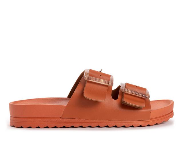 Women's MUK LUKS Grand Cayman Footbed Sandals in Pumpkin color