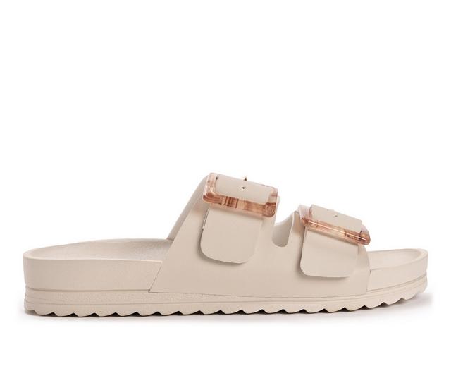 Women's MUK LUKS Grand Cayman Footbed Sandals in Stone color