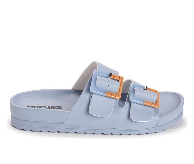 Women's MUK LUKS Grand Cayman Footbed Sandals in Chambray color