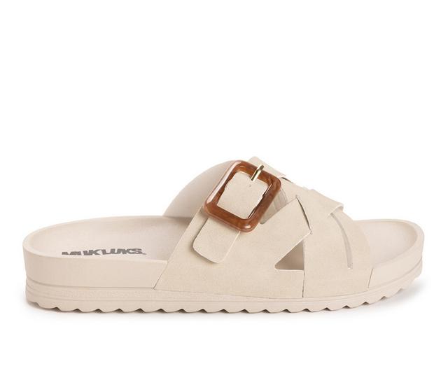 Women's MUK LUKS Grand Shayna Footbed Sandals in Beige color