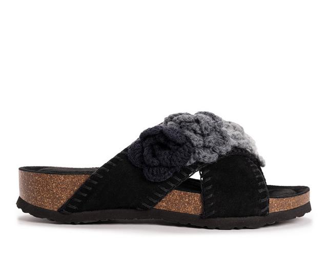 Women's MUK LUKS Penelope Footbed Sandals in Black color