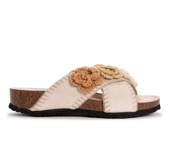 Women's MUK LUKS Penelope Footbed Sandals in Stone color