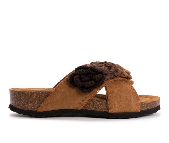 Women's MUK LUKS Penelope Footbed Sandals in Chestnut color