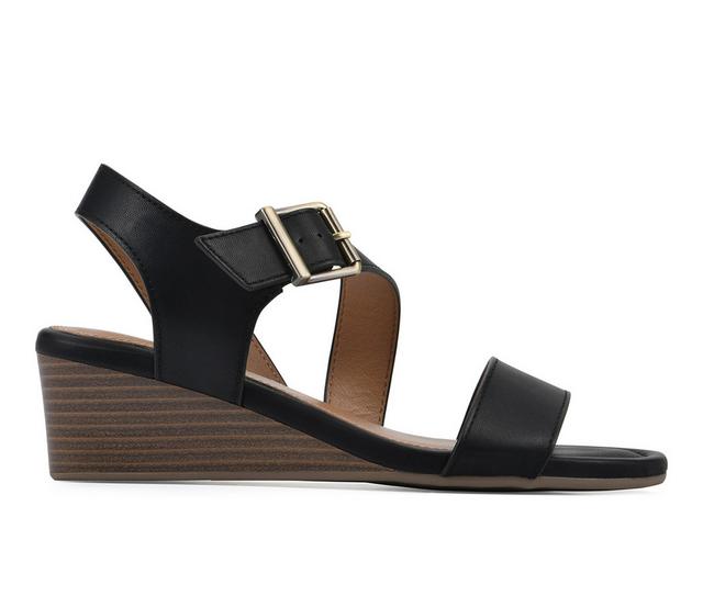 Women's White Mountain Brux Wedge Sandals in Black color