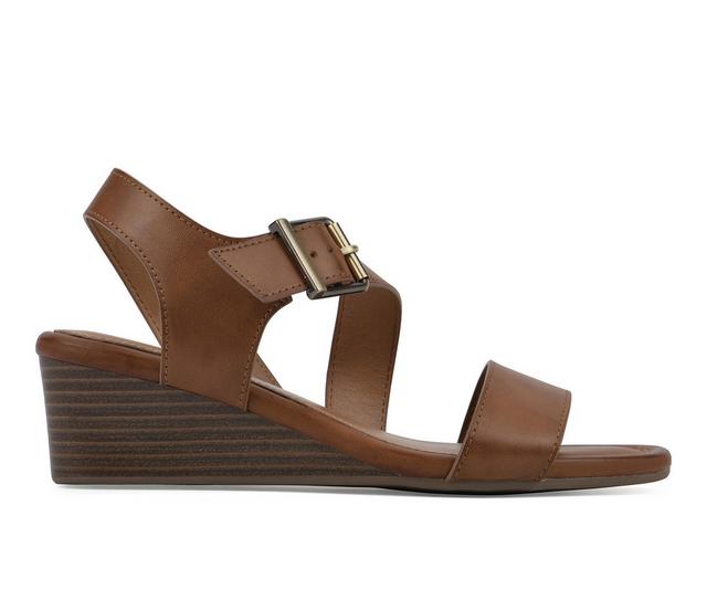 Women's White Mountain Brux Wedge Sandals in Dark Tan color