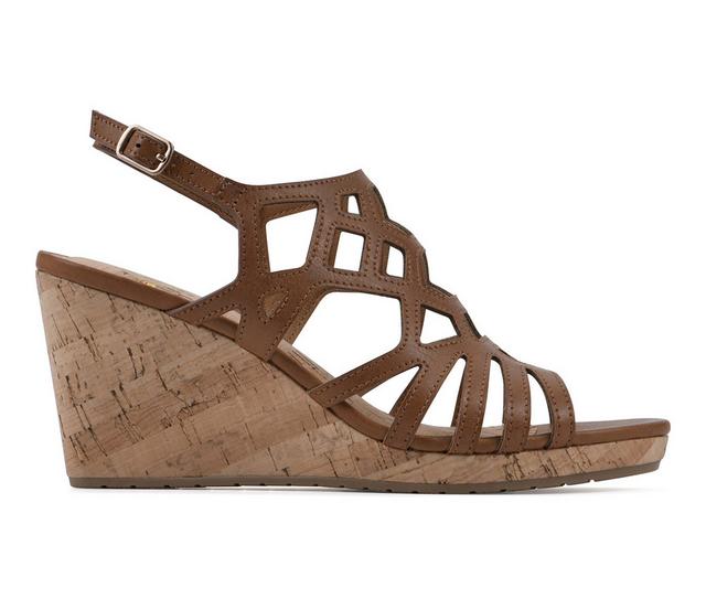 Women's White Mountain Flaming Wedge Sandals in Tan color