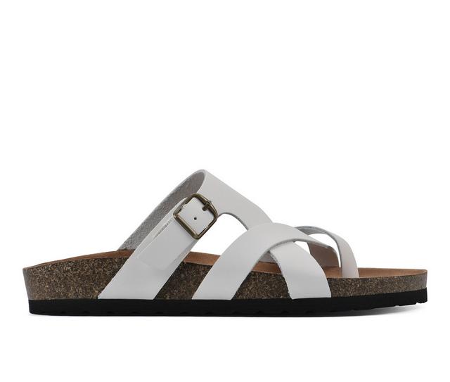 Women's White Mountain Graph Footbed Sandals in White Leather color