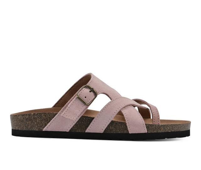 Women's White Mountain Graph Footbed Sandals in Blush Suede color