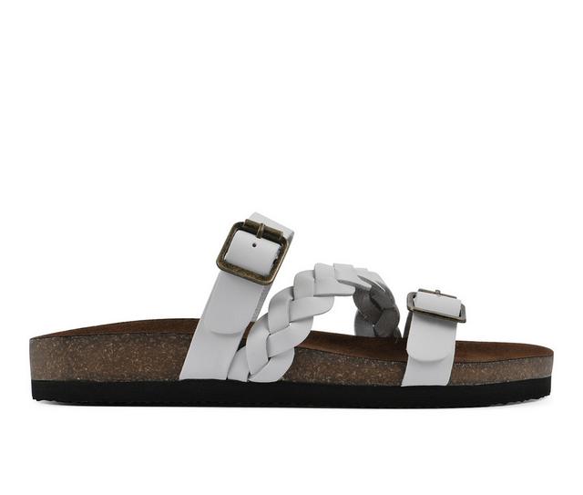 Women's White Mountain Huntington Footbed Sandals in White Leather color