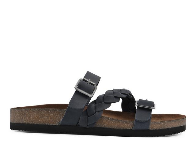 Women's White Mountain Huntington Footbed Sandals in Navy Leather color