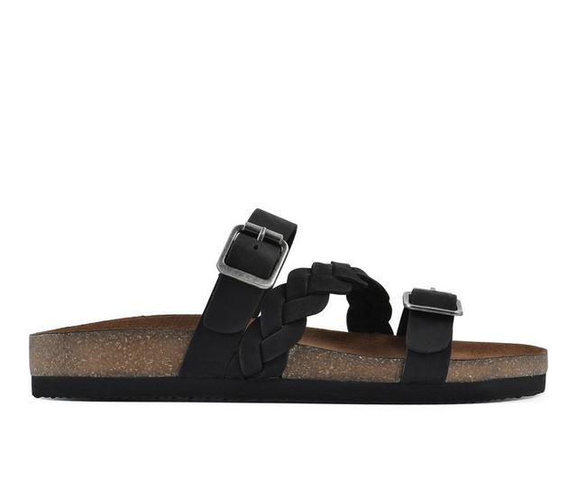 Women's White Mountain Huntington Footbed Sandals in Black Nubuck color
