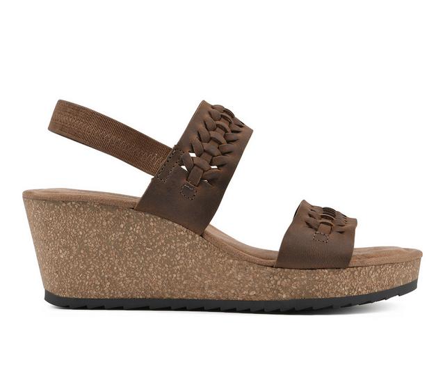 Women's White Mountain Pretreat Platform Wedge Sandals in Brown color