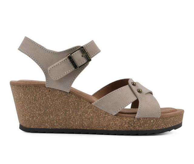 Women's White Mountain Prezo Wedge Sandals in Sandal Wood color