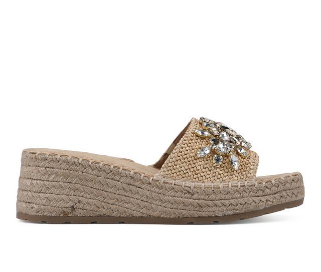 Women's White Mountain Stitch Espadrille Wedge Sandals in Natural color