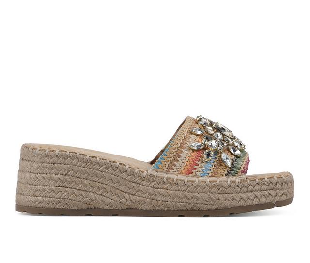 Women's White Mountain Stitch Espadrille Wedge Sandals in Natural/Multi color