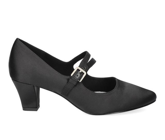 Women's Easy Street Meryl Mary Jane Pumps in Black Satin color