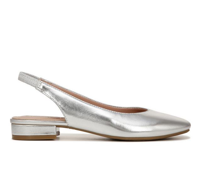 Women's LifeStride Claire Slingback Flats in Metallic Silver color