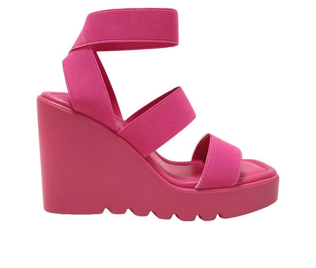 Women's Ninety Union Paige Platform Wedge Sandals in Fuchsia color