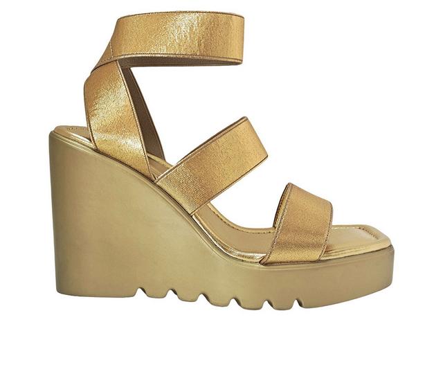Women's Ninety Union Paige Platform Wedge Sandals in Gold color