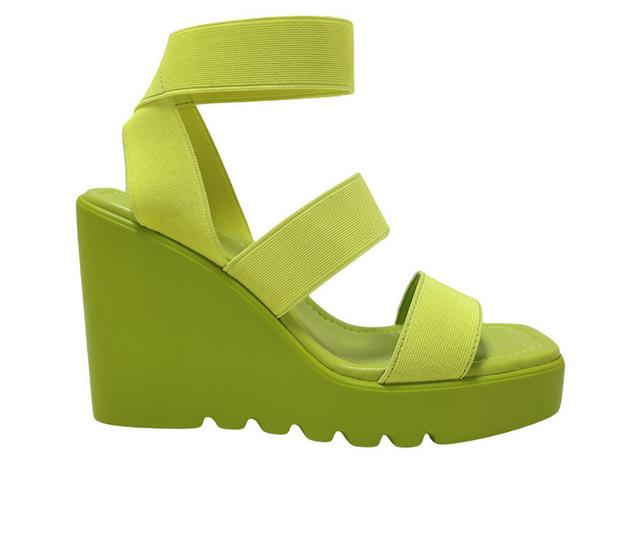 Women's Ninety Union Paige Platform Wedge Sandals in Lime color