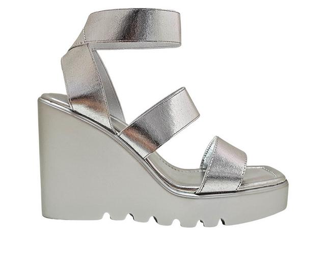 Women's Ninety Union Paige Platform Wedge Sandals in Silver color