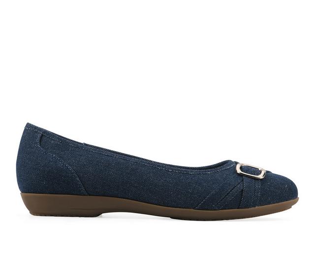 Women's Cliffs by White Mountain Calming Flats in Dark Denim color