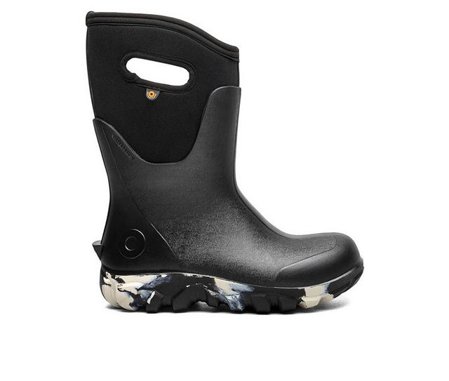 Men's Bogs Footwear Classic Seamless Mid Work Boots in Black Multi Mar color