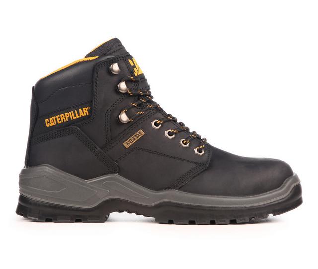 Men's Caterpillar Striver Steel Toe Waterproof Work Boots in Black color