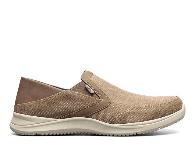 Men's Nunn Bush Conway EZ Canvas Moc Toe Slip On Shoes in Stone color