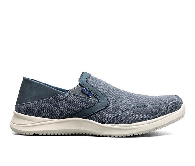 Men's Nunn Bush Conway EZ Canvas Moc Toe Slip On Shoes in Navy color