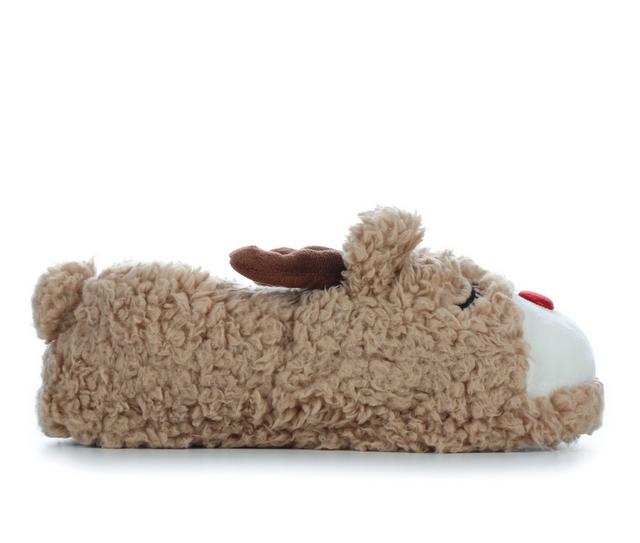 Dearfoams Adult Reindeer Closed Back Slippers in Latte color