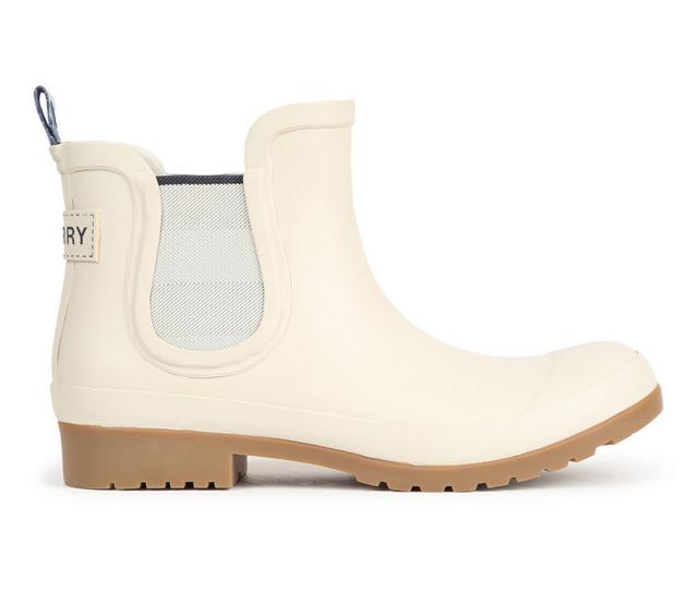 Women's Sperry Walker Chelsea Nautical Rain Boots in Cream color