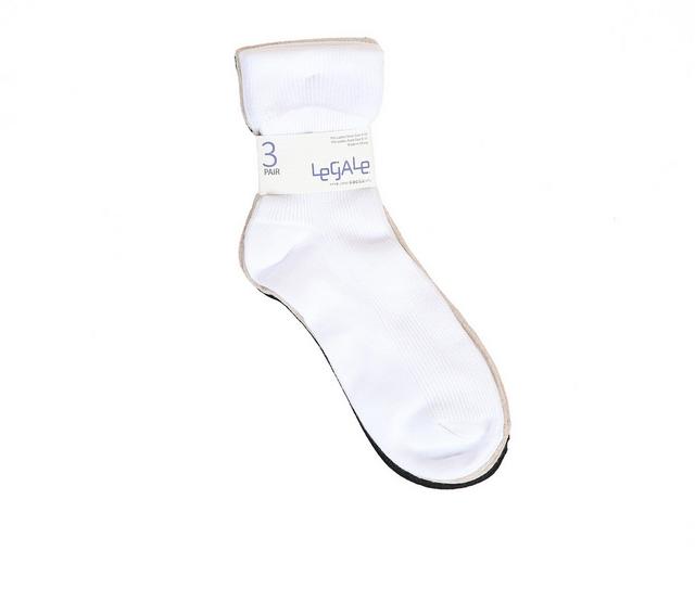 LEGALE 3pp Ribbed Turn Cuff Socks in Asst color