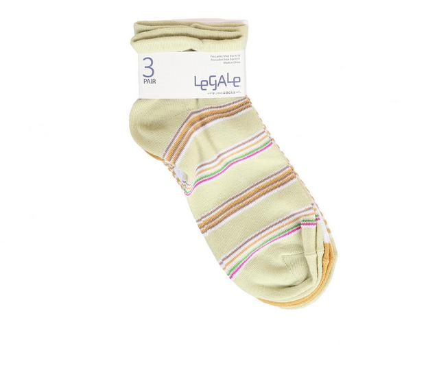 LEGALE 3PP AWNING STRIPE ANKLETS Socks in GREEN color