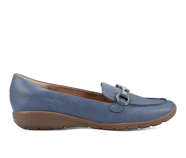 Women's Easy Spirit Andra Loafers in Blue Lizard color