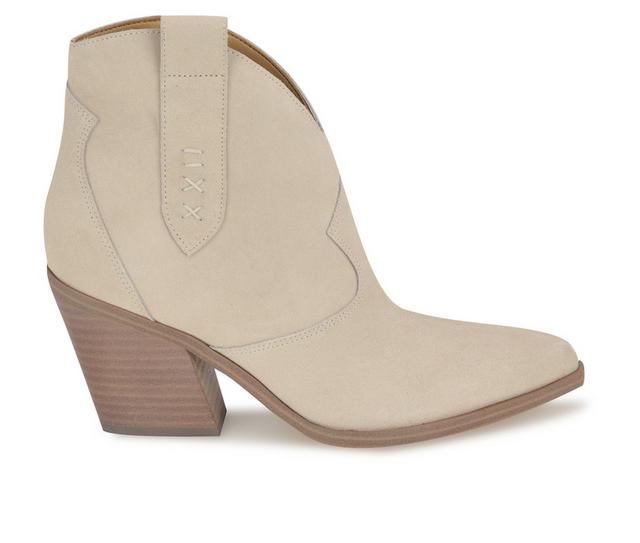 Women's Nine West Fainay Western Booties in Natural Suede color