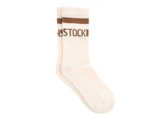 Birkenstock Men's Cotton Crew Stripe Socks in Eggshell color