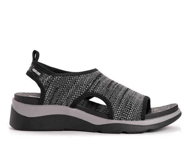 Women's MUK LUKS Zahara Wedge Sport Sandals in Black/White color