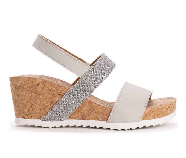 Women's MUK LUKS Wendy Wedge Sandals in Silver color