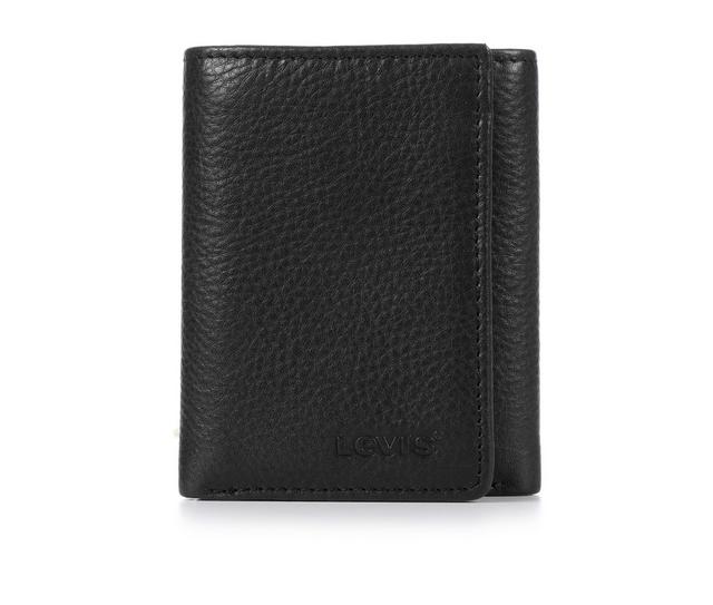 Levi's Accessories Leather Slim Trifold Wallet in Black color