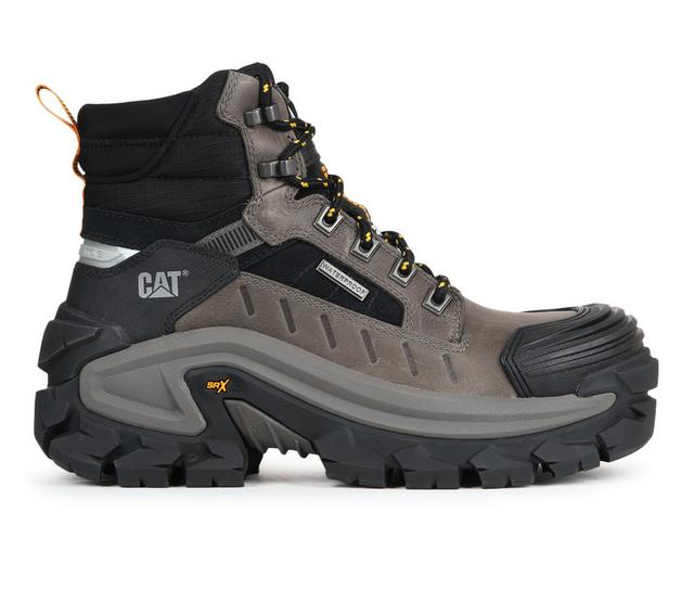 Men's Caterpillar Invader Max WP CT Work Boots in Gargoyle color