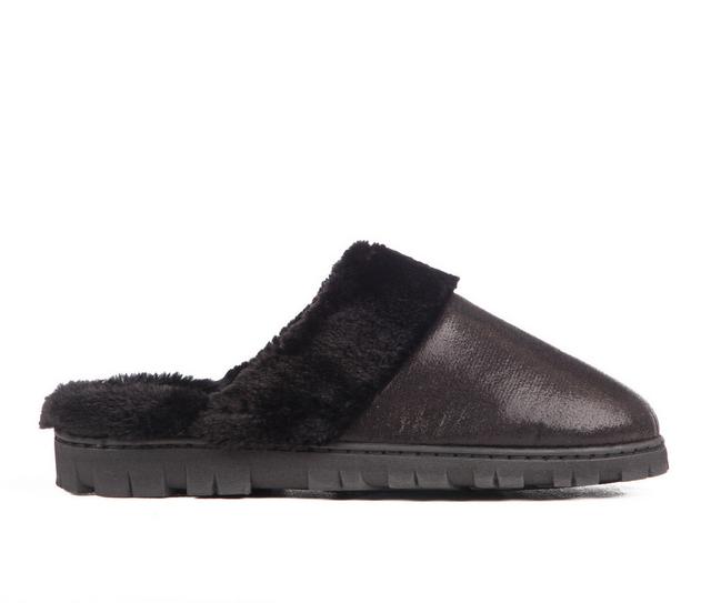 Jessica Simpson Metallic Plush Scuff Slippers in Black color