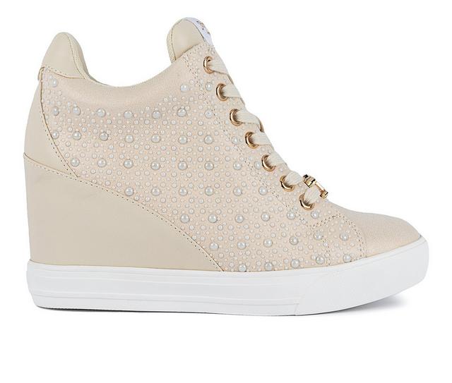 Women's Juicy Jiggle Wedge Sneakers in Ivory/Pearls color